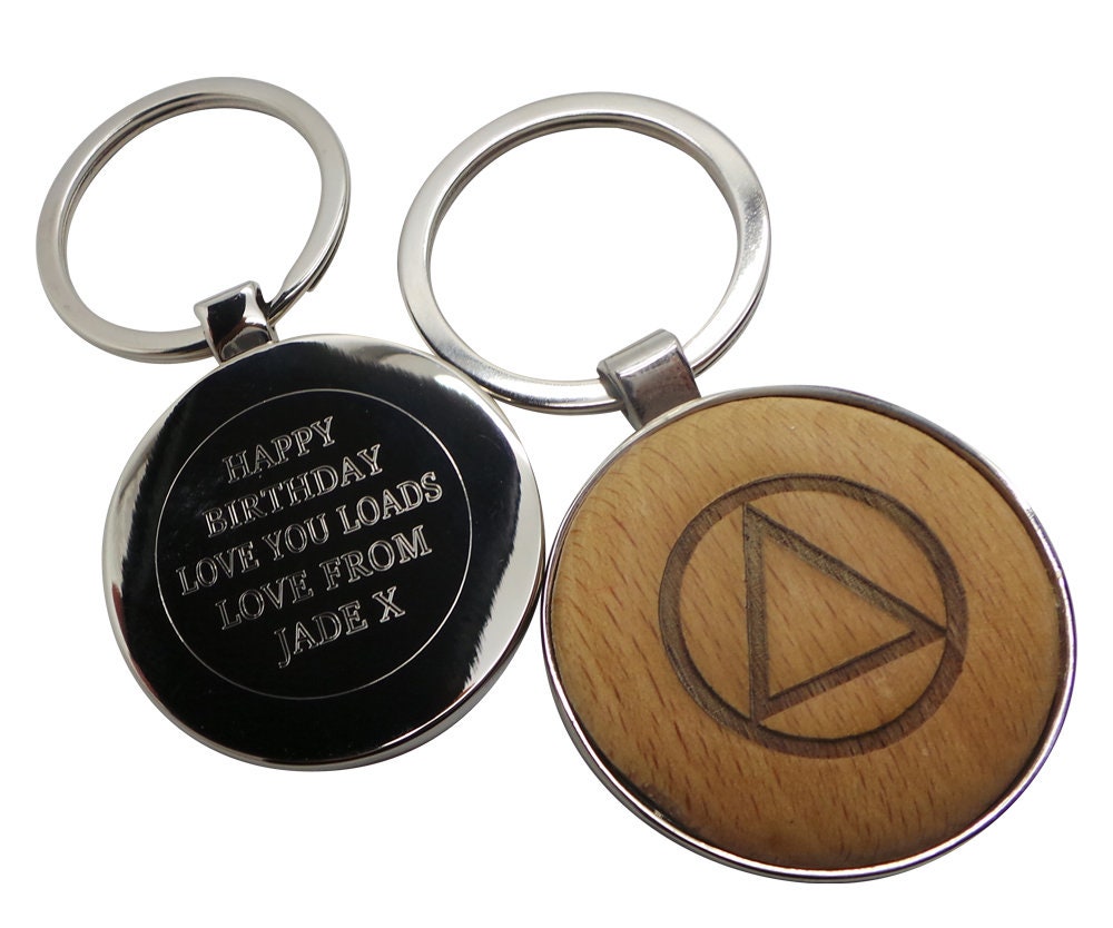 AA Symbol Personalised Wooden Keychain Keyring in Wood Gift Box Metal ...