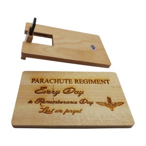Paras Parachute Regiment Wooden USB Memory Card Flash Drive Engraved Wood Military Gift Crested Army Computer Gifts Wallet Business Card