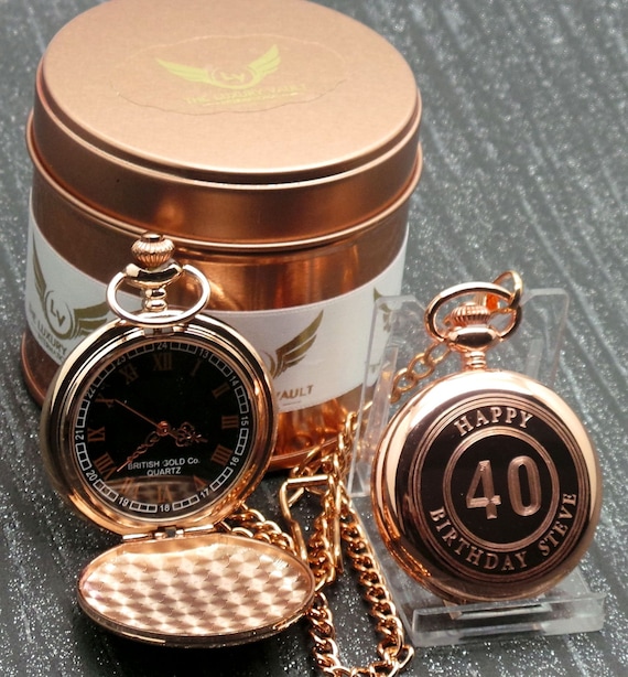 ANY Birthday Personalised Rose Gold Pocket Watch Engraved Free Personalized Personalised 18th 21st 30th 40th 50th 60th 70th 80th 90th 100th