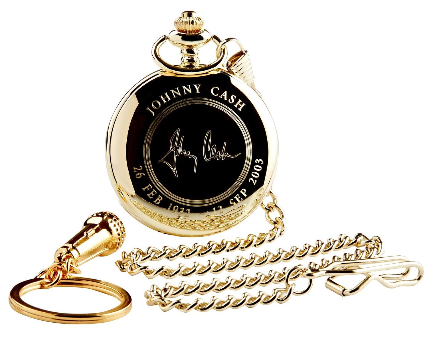 Johnny Cash Signed Custom Engraved 24 Carat Gold Coated Pocket Watch ...