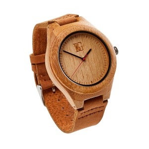 Unisex Wrist Watch Engraved Personalised Wooden Genuine Real Suede Leather Mens Women Designer Wristwatch Wood Gift Box Luxury Personalized