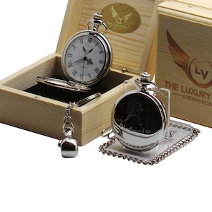 Muhammad Ali  Signed Pocket Watch and Boxing Glove keychain Fob Watch Full Hunter Autographed  with Chain Gift Box and Certificate Engraved