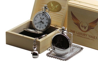 Muhammad Ali  Signed Pocket Watch and Boxing Glove keychain Fob Watch Full Hunter Autographed  with Chain Gift Box and Certificate Engraved