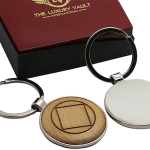 NA Personalised Wooden Keychain Keyring Wood Gift Box Metal Engraving Personalised Engraved Gifts for recovery sponsor sobriety 12 steps