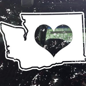 Decalque I Love Washington, 10&quot; x 7&quot;, branco