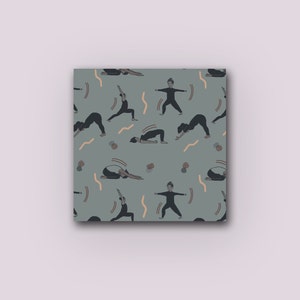 Carré 210mm x 210mm yoga motif répété impression sur carte.