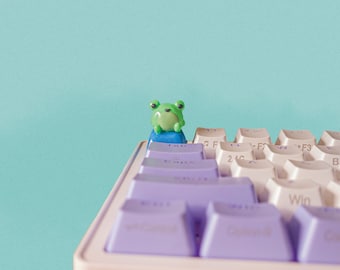 Happy Froggy Keycap | Artisan Keycap For Mechanical Keyboard | Handmade with Polymer Clay | Cherry MX Profile | Him & Her Gifts