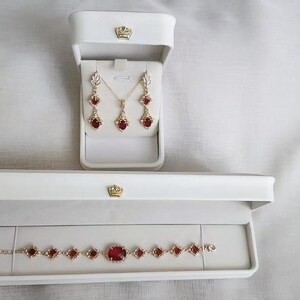 Rote Art-déco-Ohrringe, rote Bridgerton-Ohrringe, Brautschmuck mit Rubin, Schmuck der 1920er Jahre, roter Jugendstilschmuck Bild 6