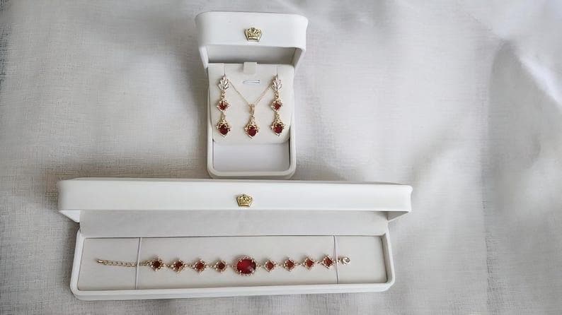 Rote Art-déco-Ohrringe, rote Bridgerton-Ohrringe, Brautschmuck mit Rubin, Schmuck der 1920er Jahre, roter Jugendstilschmuck Bild 6