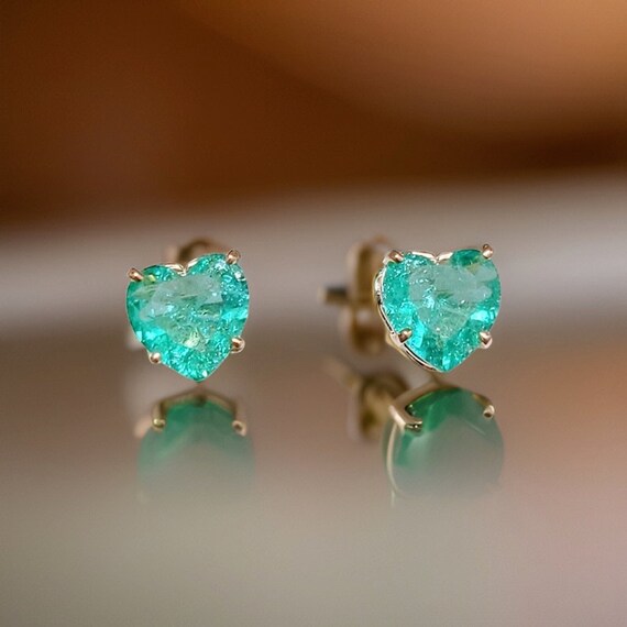 Stunning 3 Pairs of Natural Colombian and Zambian Emerald - Etsy | Heart  earrings studs, Stud earrings, Zambian emerald