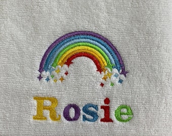 Personalised Rainbow Stars Towels, Hand Towels, Bath Towels, Hooded Towels, Rainbow gifts, Baby Shower gift, Birthday Gift, Christmas gifts