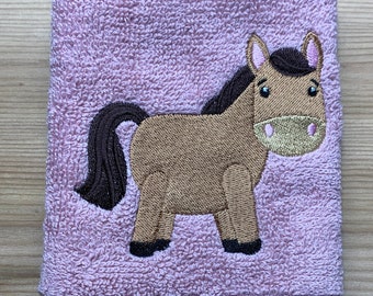 Horse Face cloth, Childs Wash cloth, Kids Flannel, Machine Embroidered Face cloth, Gifts for animal lovers, Birthday Gifts, Christmas gifts