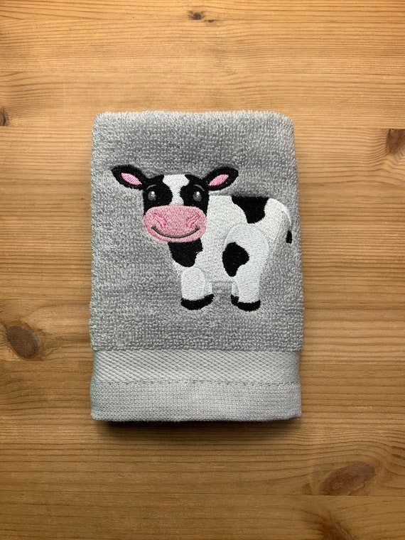 Cow Face Cloth Childs Wash Cloth Kids Flannel Machine Embroidered Face Cloth Gifts for Animal Lovers Birthday Gifts Christmas Gifts Etsy