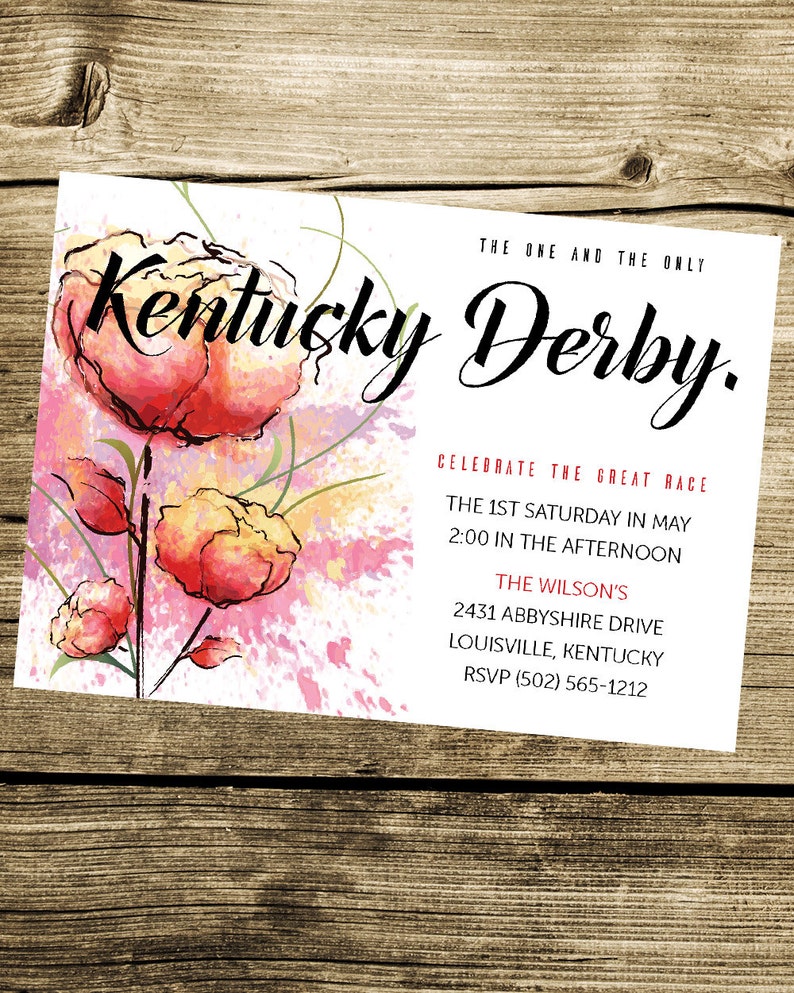 Kentucky Derby Party Invitation Rose Derby Party Invite Etsy