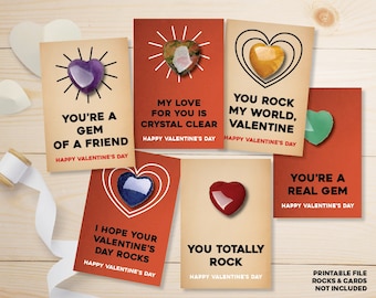 PRINTABLE Valentine's Rocks Crystals 3x4 Cards for Gemstones Heart Stones