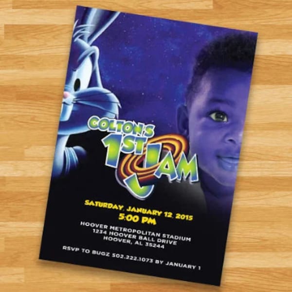 PRINTABLE Space Jam Invitation - LooneyToons- Custom Birthday Invitation - Girls Boys Birthday Party 4x6 or 5x7- basketball party invitation