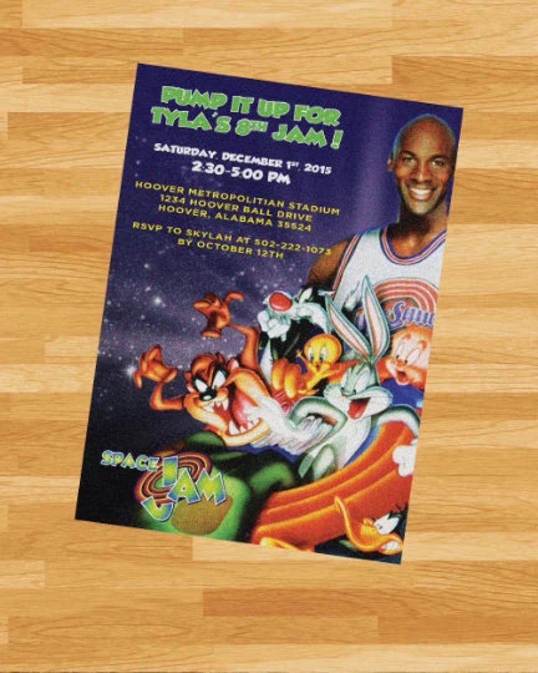 PRINTABLE Custom Space Jam Birthday Party Invitation Looneytoons