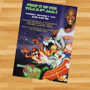 Invito personalizzato per la festa di compleanno Space Jam STAMPABILE - LooneyToons - Vintage - Ritorno al passato - Anni '90 - Invito per la festa di compleanno per ragazze e ragazzi Tune Squad