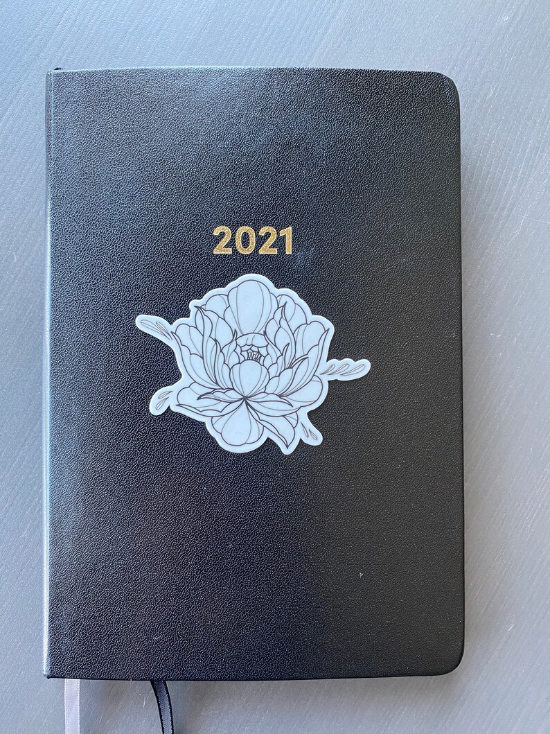 Handdrawn Black & White Flower Vinyl Sticker Etsy