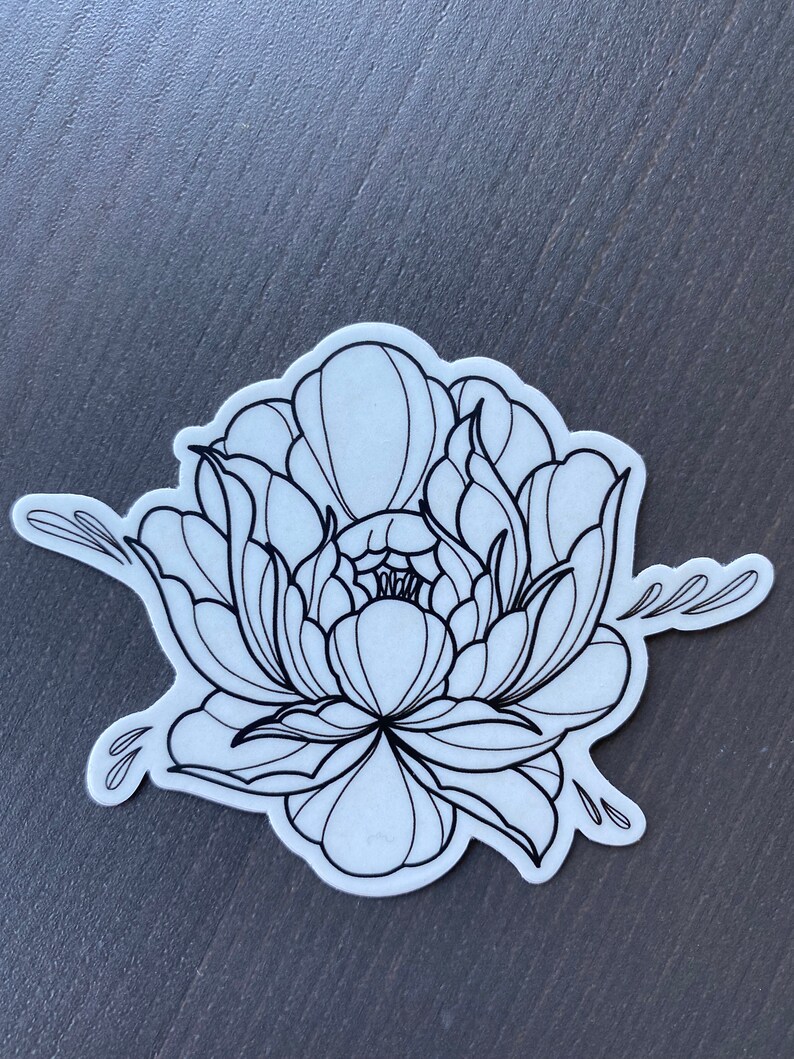 Handdrawn Black & White Flower Vinyl Sticker Etsy