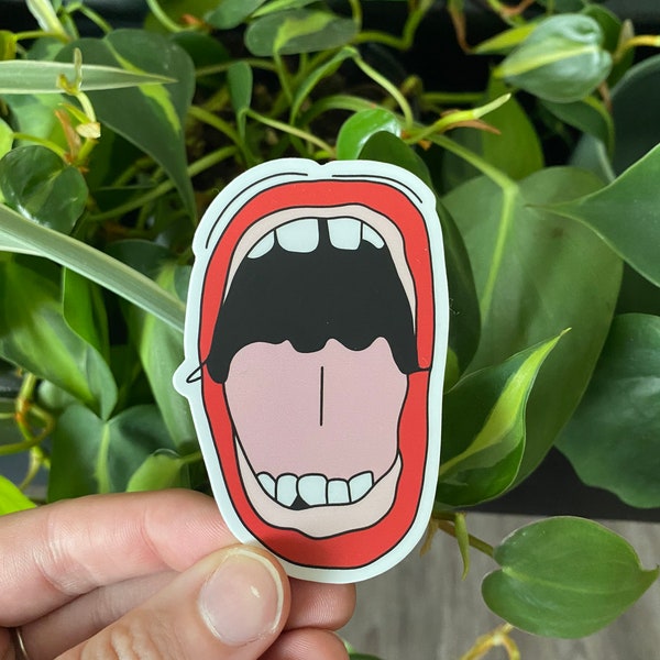 Screaming Mouth Sticker - vinyl sticker, durable sticker, water bottle, aesthetic, laptop decal, mouth, lips, smile,