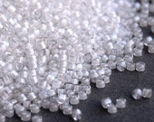 Miyuki Delica 11 0 DB-66 White Lined AB Crystal. White delica beads. Japanese Beads size 11
