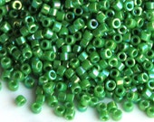 Miyuki Delica 11 0 DB-163 Opaque Green AB. Green delica beads. Japanese Beads size 11. 5 grams or 10 grams.