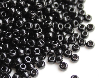 20 Grams Japanese Miyuki 6//0 Seed Bead-Black Opaque 4mm 6-401