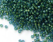Miyuki Delica 11 0 DB-2381 Fancy lined spruce. Green delica beads. Japanese Beads size 11. 5 grams or 10 grams.