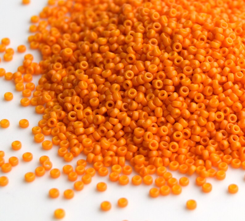 Japanese Seed Beads Miyuki 150 RR-4454 Duracoat Opaque Kumquat Orange seed beads