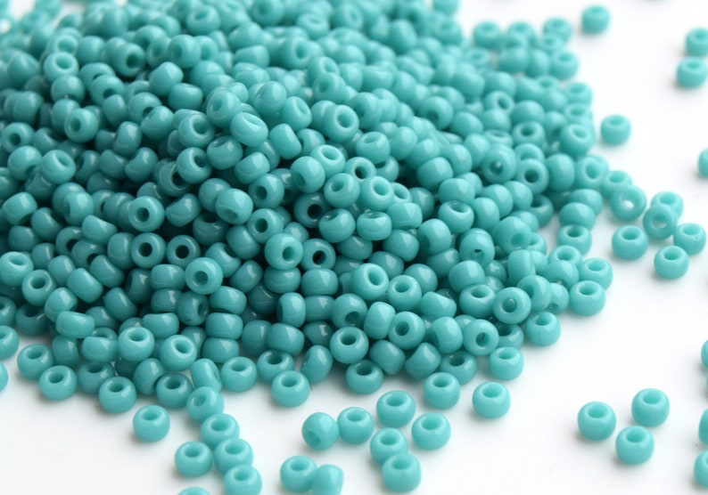 Japanese Seed Beads Miyuki 110 RR-412 Opaque Turquoise Green Green round beads Green Seed Beads Green glass beads