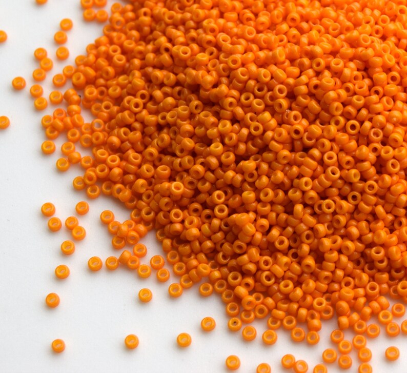 Japanese Seed Beads Miyuki 150 RR-4454 Duracoat Opaque Kumquat Orange seed beads