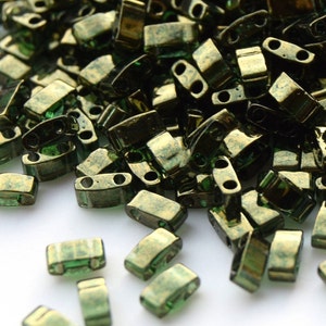 Metallic Green Iris 468 10 g Miyuki Tila Beads 5 x 5mm