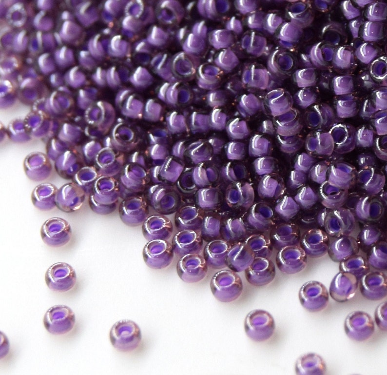 Japanese Seed Beads. Miyuki 110 RR-2264 fancy lined lavender Purple Seed Beads