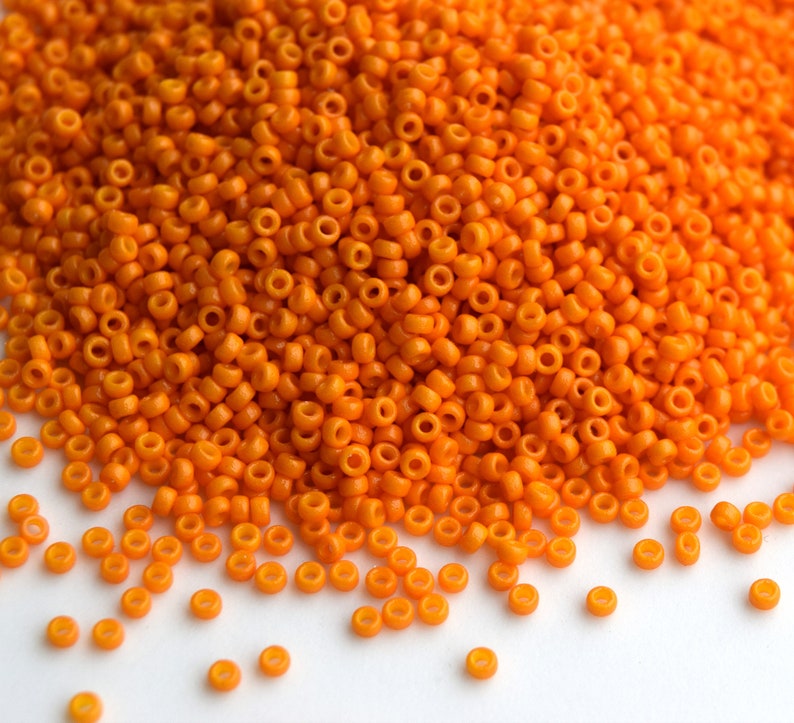Japanese Seed Beads Miyuki 150 RR-4454 Duracoat Opaque Kumquat Orange seed beads