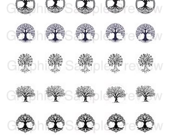 Celtic TREE of LIFE, 25mm, 2 Files Pdf + SVG, Printable Collage Sheet, Digital Download, Bottle Cap Jewelry, Cab Designs, Stickers