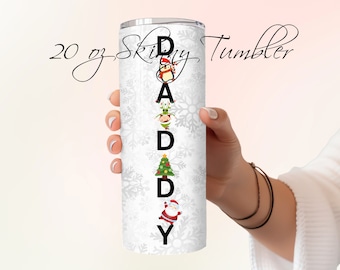 Christmas Daddy 20oz Skinny Tumbler with Straw, 20oz