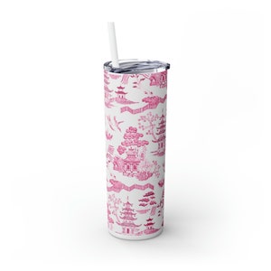 Pink Willow Toile 20oz Skinny Tumbler with Straw zdjęcie 6