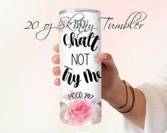 Funny Floral 20oz Skinny Tumbler with Straw