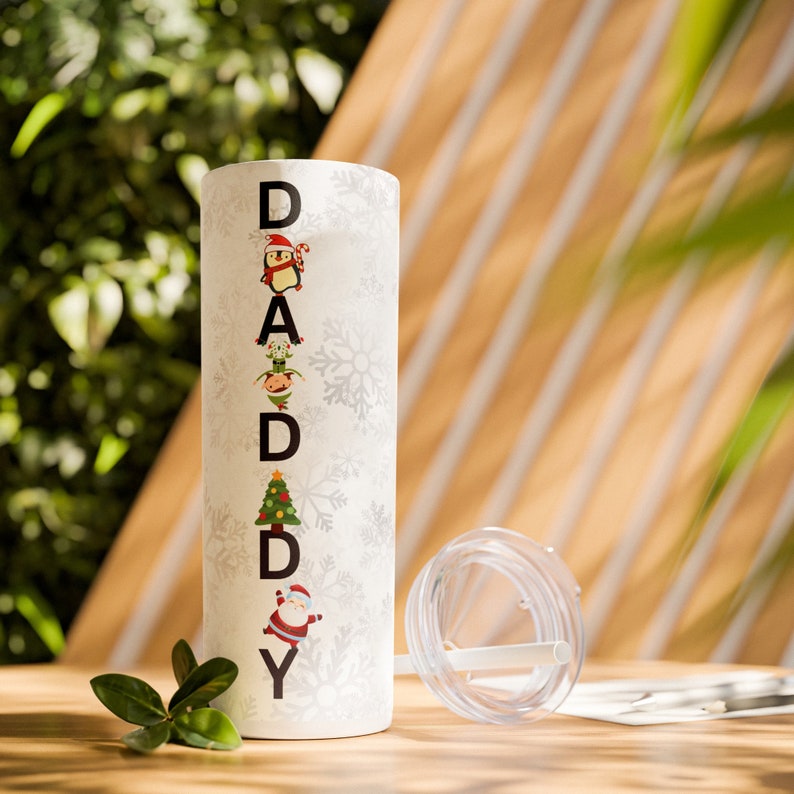 Christmas Daddy 20oz Skinny Tumbler with Straw, 20oz image 2