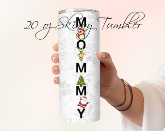 Christmas Mommy 20oz Skinny Tumbler with Straw, 20oz