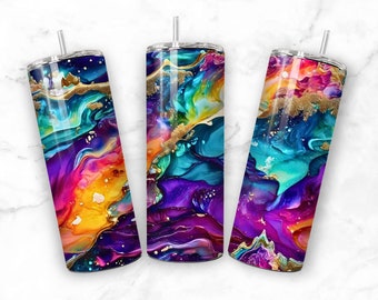 Cosmos Flow Art 20oz Sublimation Tumbler Seamless Design Straight Skinny Tumbler Wrap Seamless PNG File