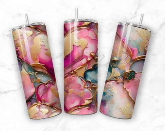 Valentine Hearts Gold Tumbler Designs Png Sublimation Tumbler Design Ready to Print Straight Skinny Tumbler Wrap Instant Download