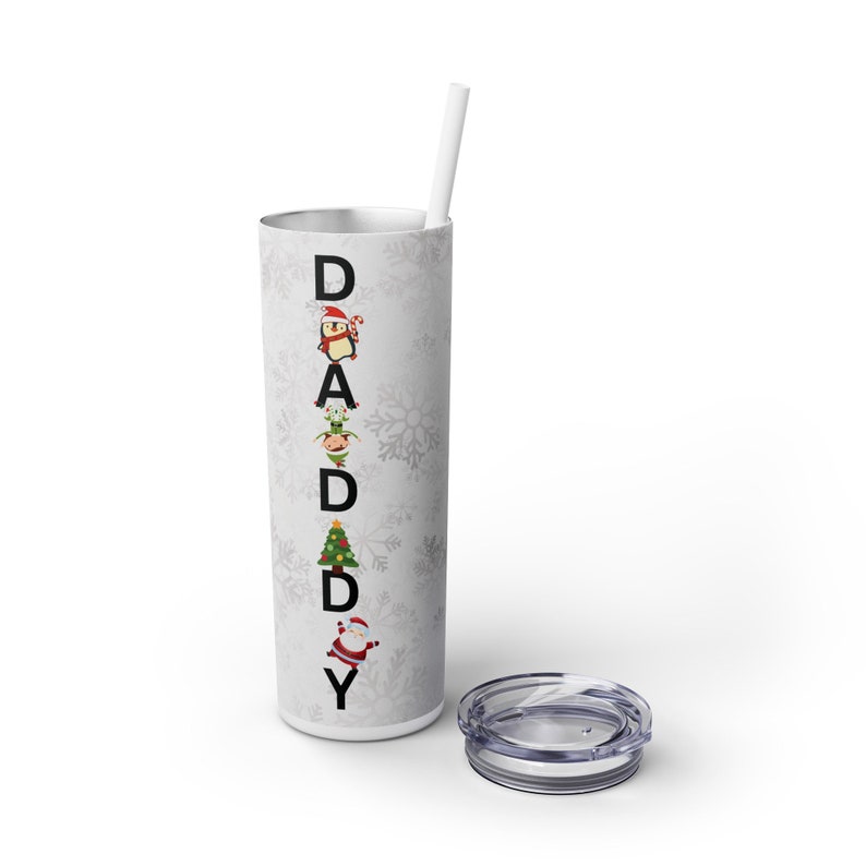 Christmas Daddy 20oz Skinny Tumbler with Straw, 20oz image 5