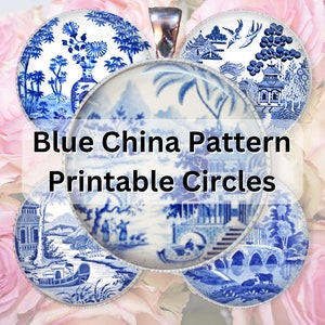 Pobierz pakiet obrazów Blue Willow i Blue China Pattern Design Grafiki Obrazy Biżuteria Koła Pobierz Arkusze naklejek Pliki Png Jpg