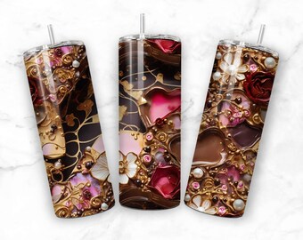 Valentines Day Tumbler Designs Png Sublimation Chocolate Tumbler Design Ready to Print Straight Skinny Tumbler Wrap Instant Download