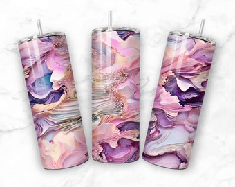 Pink Flow Art 20oz Sublimation Tumbler Seamless Design Straight Skinny Tumbler Wrap Seamless PNG File