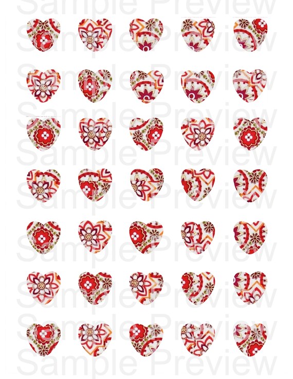 1 inch HEART DESIGNS #11 - Printable Images - instant download / Dome ...