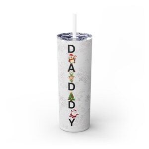 Christmas Daddy 20oz Skinny Tumbler with Straw, 20oz image 3