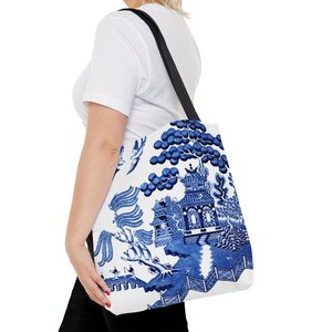 Antique BLUE WILLOW Digital China Pattern for Sublimation Printing on Canvas Tote Bags, 300 Dpi Jpg + PNG, Instant Download Digital File